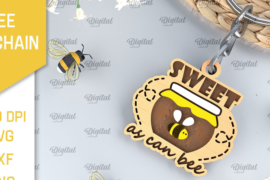 Intra απο ξύλο plywood 3mm-4mm πάχος Ξύλινο Μπρελόκ Μέλισσας Δίασταση 6x6 cm INTRAFABR-99060581