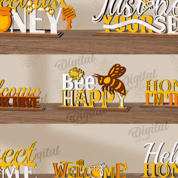 Intra απο ξύλο plywood 3mm-4mm πάχος Bee Word Stands Δέσμη κοπής με λέιζερ Δίασταση 30x20 cm INTRAFABR-122955577 - Image 1