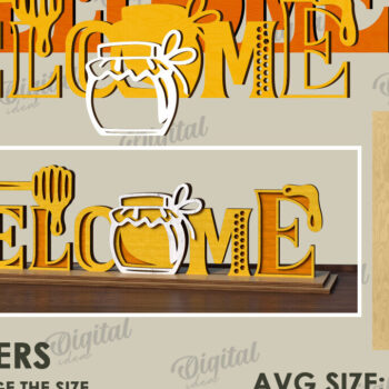 Intra απο ξύλο plywood 3mm-4mm πάχος Bee Word Stands Δέσμη κοπής με λέιζερ Δίασταση 30x20 cm INTRAFABR-122955577 - Image 2