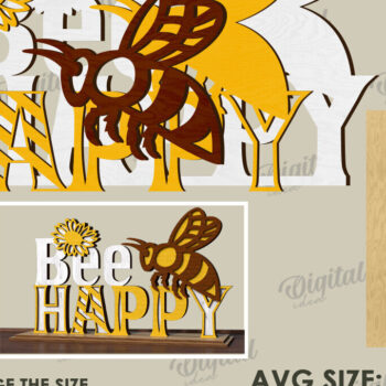 Intra απο ξύλο plywood 3mm-4mm πάχος Bee Word Stands Δέσμη κοπής με λέιζερ Δίασταση 30x20 cm INTRAFABR-122955577 - Image 3