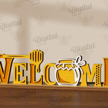 Intra απο ξύλο plywood 3mm-4mm πάχος Bee Word Stands Δέσμη κοπής με λέιζερ Δίασταση 30x20 cm INTRAFABR-122955577 - Image 4