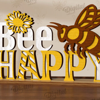 Intra απο ξύλο plywood 3mm-4mm πάχος Bee Word Stands Δέσμη κοπής με λέιζερ Δίασταση 30x20 cm INTRAFABR-122955577 - Image 5