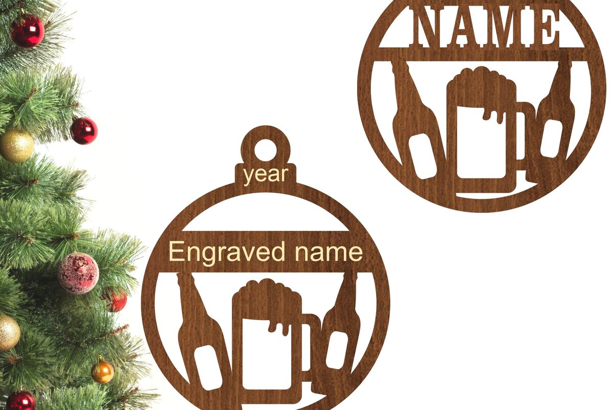 Intra απο ξύλο plywood 3mm-4mm πάχος Μπύρα Χριστουγεννιάτικο Στολίδι Δίασταση 3x3 cm INTRAFABR-77300742