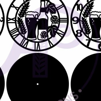 Intra απο ξύλο plywood 3mm-4mm πάχος Ρολόι τοίχου με λυκίσκο μπύρας και σιτάρι Δίασταση 8x8 cm INTRAFABR-112953256 - Image 5