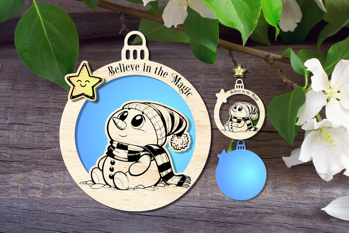 Intra απο ξύλο plywood 3mm-4mm πάχος Πιστέψτε στο μαγικό στολίδι του χιονάνθρωπου Δίασταση 4x4 cm INTRAFABR-111642517