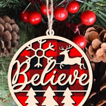 Intra απο ξύλο plywood 3mm-4mm πάχος Believe Ornaments Glowforge Δίασταση 8x8 cm INTRAFABR-41586345 - Image 1