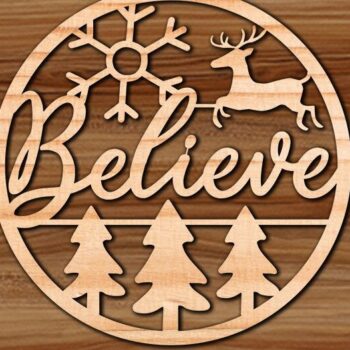 Intra απο ξύλο plywood 3mm-4mm πάχος Believe Ornaments Glowforge Δίασταση 8x8 cm INTRAFABR-41586345 - Image 2