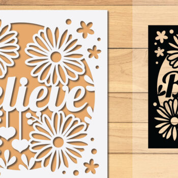 Intra απο ξύλο plywood 3mm-4mm πάχος Believe Papercut Card Δίασταση 15x15 cm INTRAFABR-102255982 - Image 1