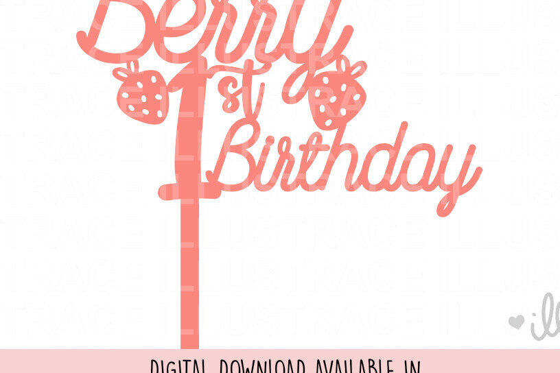 Intra απο ξύλο plywood 3mm-4mm πάχος Berry 1st Birthday Cake Topper Δίασταση 15x15 cm INTRAFABR-101917391 - Image 1