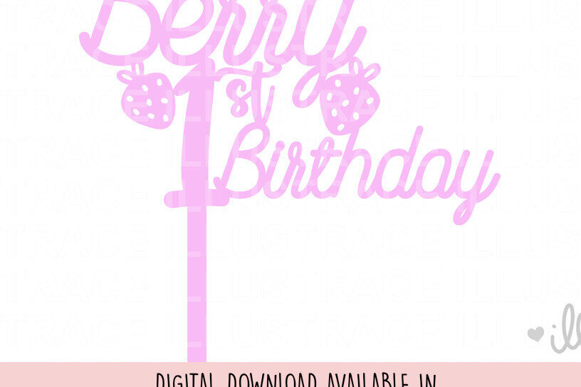 Intra απο ξύλο plywood 3mm-4mm πάχος Berry 1st Birthday Cake Topper Δίασταση 15x15 cm INTRAFABR-101917391 - Image 2