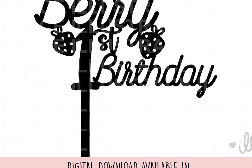Intra απο ξύλο plywood 3mm-4mm πάχος Berry 1st Birthday Cake Topper Δίασταση 15x15 cm INTRAFABR-101917391 - Image 3