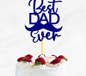 Intra απο ξύλο plywood 3mm-4mm πάχος Το καλύτερο Dad Ever Cake Topper Mustache Δίασταση 15x15 cm INTRAFABR-67730482