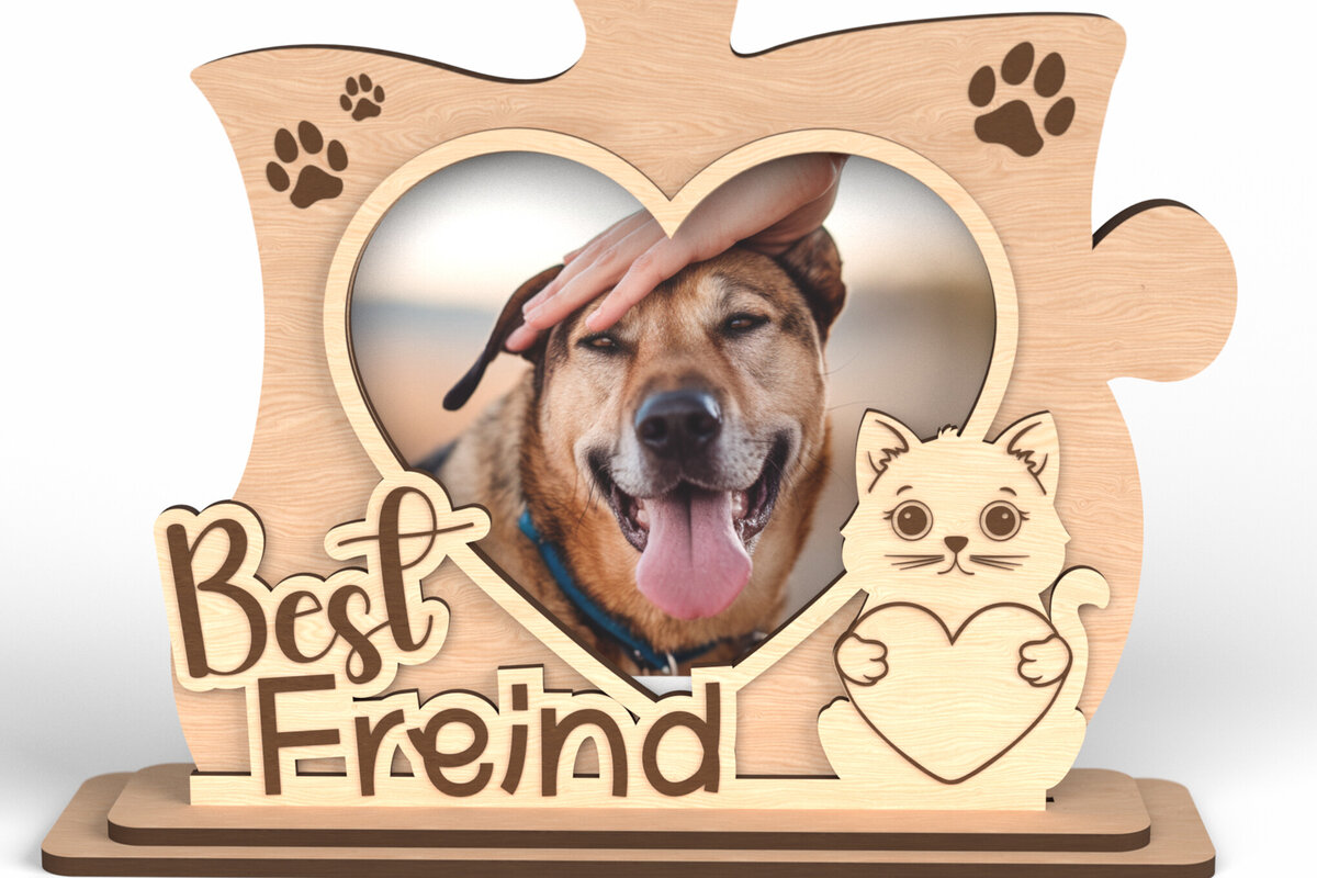 Intra απο ξύλο plywood 3mm-4mm πάχος Κορνίζα για τον καλύτερο φίλο Puzzle Cat Δίασταση 20x30 cm INTRAFABR-117292904