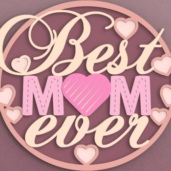 Intra απο ξύλο plywood 3mm-4mm πάχος Καλύτερο Mom Ever 3D Layered Cake Topper Δίασταση 7x7 cm INTRAFABR-67648534 - Image 1
