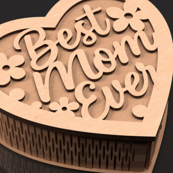 Intra απο ξύλο plywood 3mm-4mm πάχος Το καλύτερο Mom Ever Heart Box Δίασταση 8x8 cm INTRAFABR-119716281 - Image 1