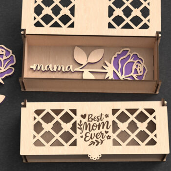 Intra απο ξύλο plywood 3mm-4mm πάχος Το καλύτερο Mom Ever Rose Gift Box Δίασταση 10x10 cm INTRAFABR-119591788 - Image 1