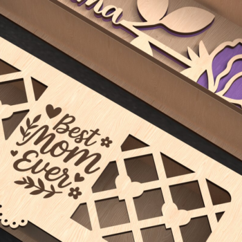 Intra απο ξύλο plywood 3mm-4mm πάχος Το καλύτερο Mom Ever Rose Gift Box Δίασταση 10x10 cm INTRAFABR-119591788 - Image 2