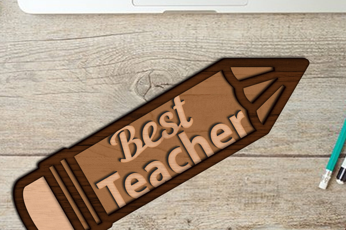 Intra απο ξύλο plywood 3mm-4mm πάχος Πρότυπο μολυβιού Best Teacher Decor Δίασταση 30x20 cm INTRAFABR-94489687 - Image 2