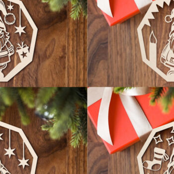 Intra απο ξύλο plywood 3mm-4mm πάχος Μεγάλη δέσμη χριστουγεννιάτικων στολιδιών με λέιζερ Δίασταση 8x8 cm INTRAFABR-110236321 - Image 5