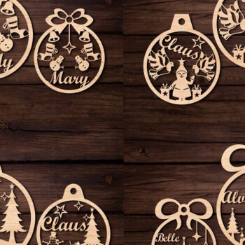 Intra απο ξύλο plywood 3mm-4mm πάχος Μεγάλη δέσμη χριστουγεννιάτικων στολιδιών με λέιζερ Δίασταση 8x8 cm INTRAFABR-110236321 - Image 11