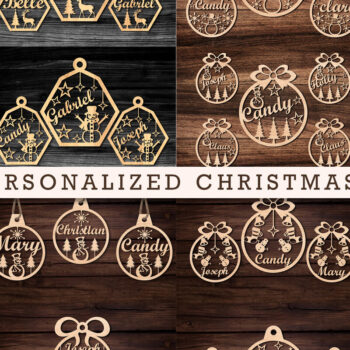 Intra απο ξύλο plywood 3mm-4mm πάχος Μεγάλη δέσμη χριστουγεννιάτικων στολιδιών με λέιζερ Δίασταση 8x8 cm INTRAFABR-110236321 - Image 13