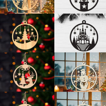 Intra απο ξύλο plywood 3mm-4mm πάχος Μεγάλη δέσμη χριστουγεννιάτικων στολιδιών με λέιζερ Δίασταση 8x8 cm INTRAFABR-110236321 - Image 14