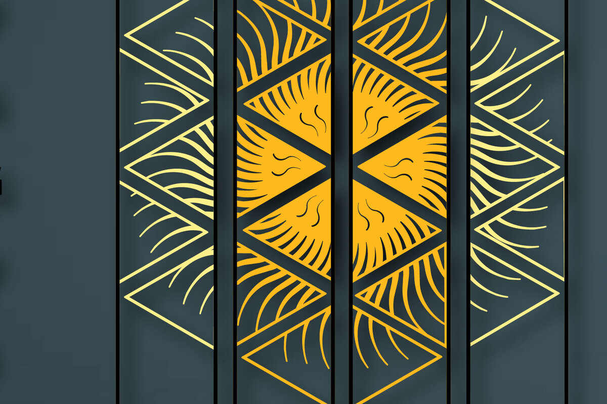 Intra απο ξύλο plywood 3mm-4mm πάχος Μεγάλο Polygon Sun Wall Decor Δίασταση 15x15 cm INTRAFABR-24883518 - Image 1
