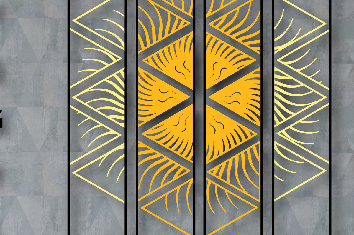 Intra απο ξύλο plywood 3mm-4mm πάχος Μεγάλο Polygon Sun Wall Decor Δίασταση 15x15 cm INTRAFABR-24883518 - Image 2