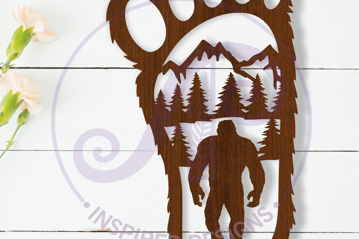 Intra απο ξύλο plywood 3mm-4mm πάχος Επιγραφή τοίχου Bigfoot Yeti Footprint Δίασταση 10x10 cm INTRAFABR-110215993