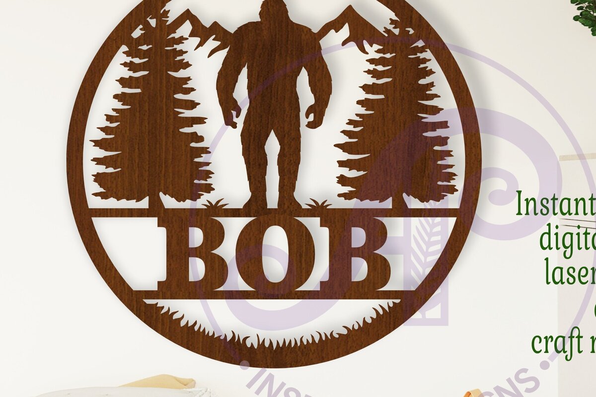 Intra απο ξύλο plywood 3mm-4mm πάχος Bigfoot Yeti Name Wall Art SV, Δίασταση 10x10 cm INTRAFABR-112592547 - Image 1