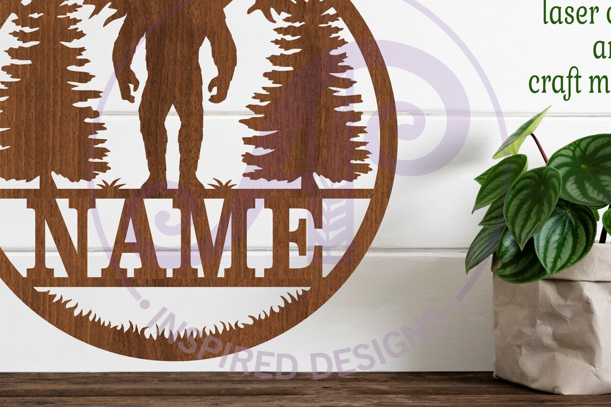 Intra απο ξύλο plywood 3mm-4mm πάχος Bigfoot Yeti Name Wall Art SV, Δίασταση 10x10 cm INTRAFABR-112592547 - Image 2