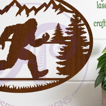 Intra απο ξύλο plywood 3mm-4mm πάχος Bigfoot Yeti Oval Art Sign Wall, Δίασταση 10x10 cm INTRAFABR-110414730 - Image 2