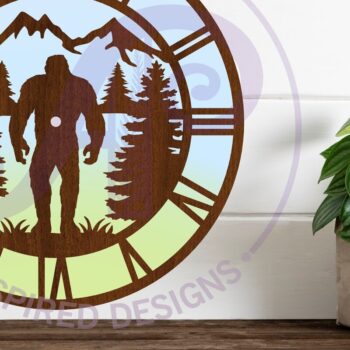 Intra απο ξύλο plywood 3mm-4mm πάχος κοπής με λέιζερ Bigfoot, Yeti Wall Clock Δίασταση 8x8 cm INTRAFABR-110539419 - Image 2