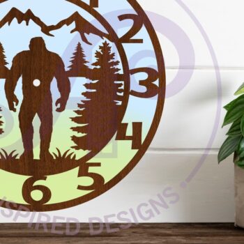 Intra απο ξύλο plywood 3mm-4mm πάχος κοπής με λέιζερ Bigfoot, Yeti Wall Clock Δίασταση 8x8 cm INTRAFABR-110539419 - Image 3