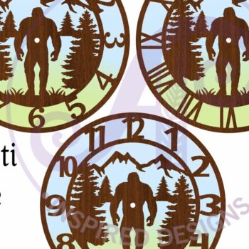 Intra απο ξύλο plywood 3mm-4mm πάχος κοπής με λέιζερ Bigfoot, Yeti Wall Clock Δίασταση 8x8 cm INTRAFABR-110539419 - Image 4