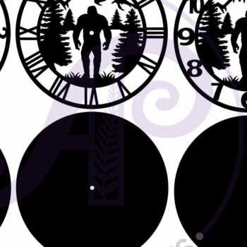 Intra απο ξύλο plywood 3mm-4mm πάχος κοπής με λέιζερ Bigfoot, Yeti Wall Clock Δίασταση 8x8 cm INTRAFABR-110539419 - Image 5