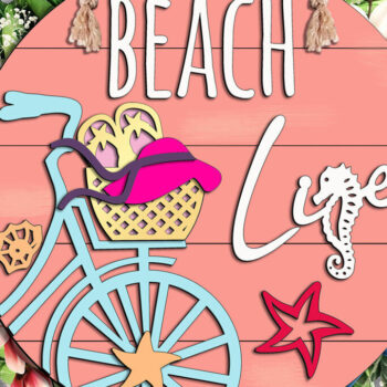 Intra απο ξύλο plywood 3mm-4mm πάχος Bike Beach Life Summer Door Hanger Ocean Δίασταση 10x10 cm INTRAFABR-105822350 - Image 1
