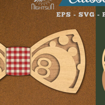 Intra απο ξύλο plywood 3mm-4mm πάχος Παπιγιόν με λέιζερ μπάλα μπιλιάρδου Δίασταση 15x15 cm INTRAFABR-112552552 - Image 1