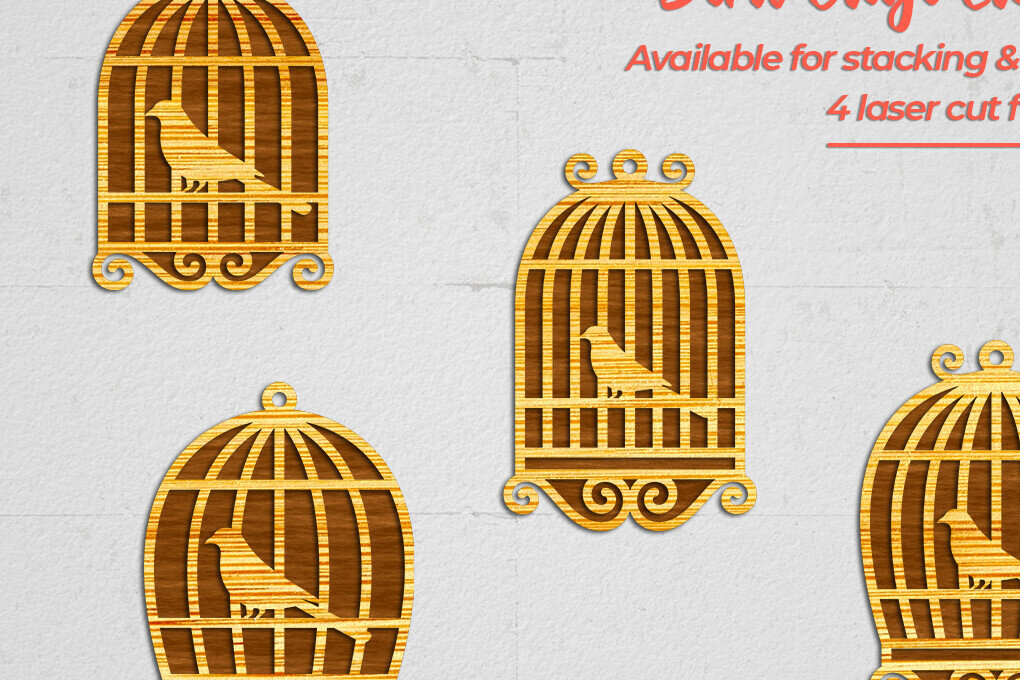 Intra απο ξύλο plywood 3mm-4mm πάχος Σκουλαρίκια Bird Cage - 1 Δίασταση 3x3 cm INTRAFABR-102058238