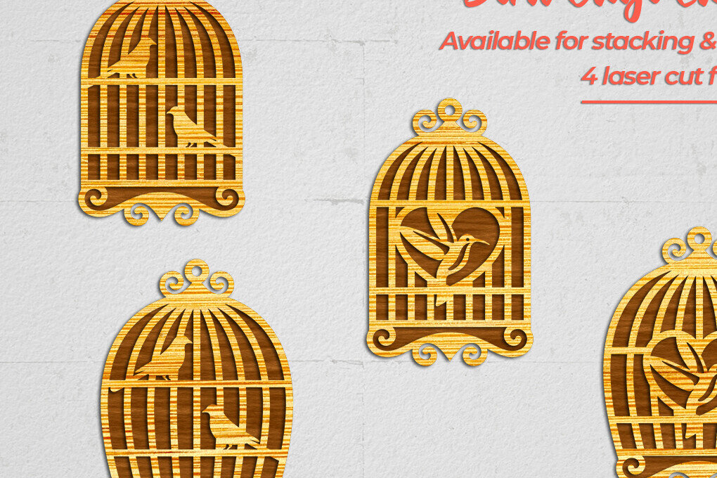 Intra απο ξύλο plywood 3mm-4mm πάχος Σκουλαρίκια Bird Cage - 2 Δίασταση 3x3 cm INTRAFABR-102058496