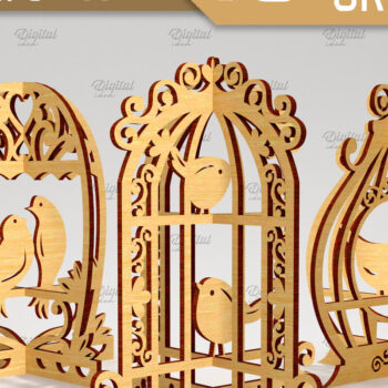 Intra απο ξύλο plywood 3mm-4mm πάχος Κόψιμο με λέιζερ στολίδι Κλουβί πουλιών Δίασταση 8x8 cm INTRAFABR-84294986 - Image 2