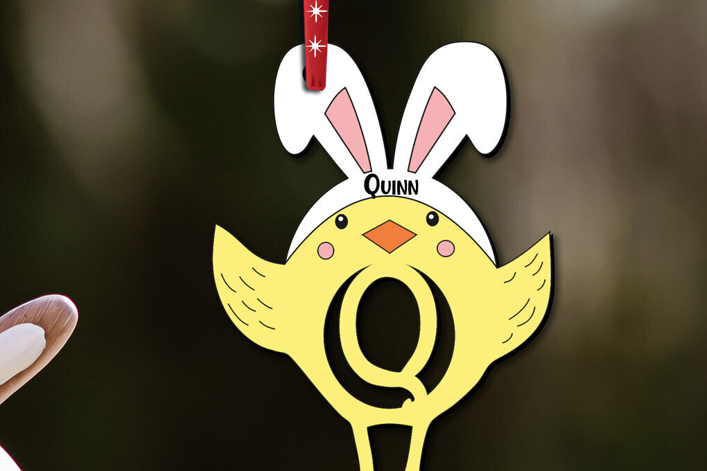 Intra απο ξύλο plywood 3mm-4mm πάχος Πουλί Πασχαλινό γράμμα Q Όνομα καλαθιού κοτόπουλου Δίασταση 8x8 cm INTRAFABR-112719337