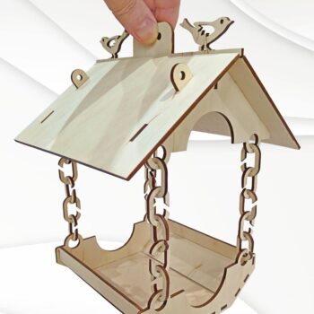 Intra απο ξύλο plywood 3mm-4mm πάχος Ταΐστρα πουλιών με αλυσίδα, διακόσμηση κήπου Δίασταση 15x15 cm INTRAFABR-124387631 - Image 1