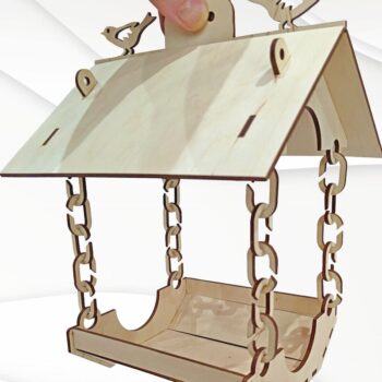 Intra απο ξύλο plywood 3mm-4mm πάχος Ταΐστρα πουλιών με αλυσίδα, διακόσμηση κήπου Δίασταση 15x15 cm INTRAFABR-124387631 - Image 2