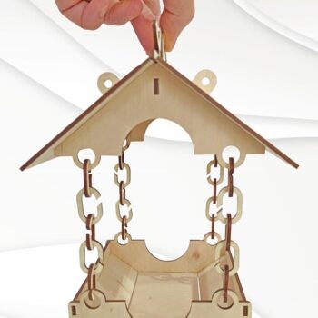 Intra απο ξύλο plywood 3mm-4mm πάχος Ταΐστρα πουλιών με αλυσίδα, διακόσμηση κήπου Δίασταση 15x15 cm INTRAFABR-124387631 - Image 3