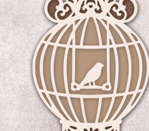 Intra απο ξύλο plywood 3mm-4mm πάχος Πουλί σε ένα κλουβί Δίασταση 30x20 cm INTRAFABR-24867628