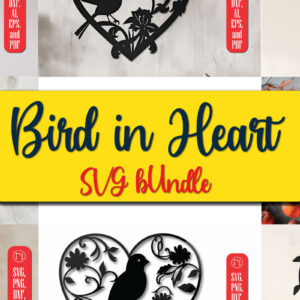 Intra απο ξύλο plywood 3mm-4mm πάχος με κομμένο λέιζερ Bird in Heart Decor Δίασταση 4x4 cm INTRAFABR-99137470