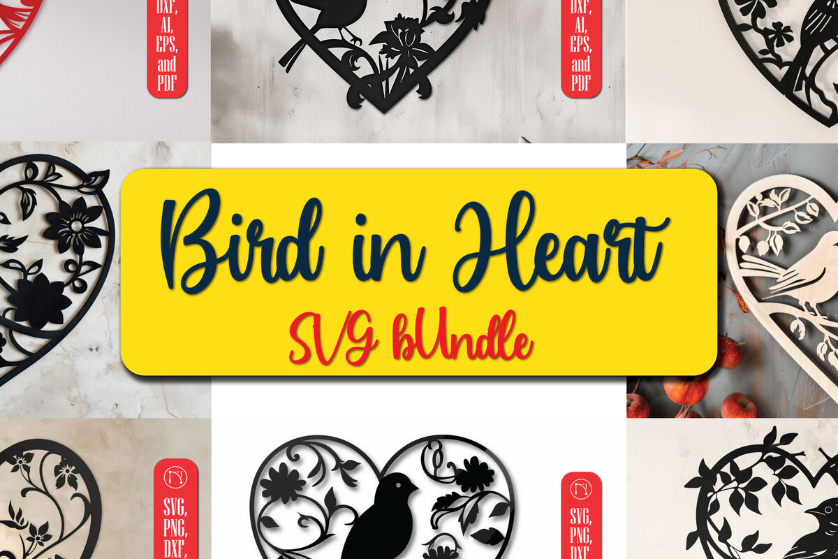 Intra απο ξύλο plywood 3mm-4mm πάχος με κομμένο λέιζερ Bird in Heart Decor Δίασταση 4x4 cm INTRAFABR-99137470
