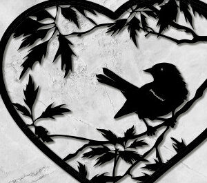 Intra απο ξύλο plywood 3mm-4mm πάχος Bird in Heart Δίασταση 15×15 cm INTRAFABR-101005537