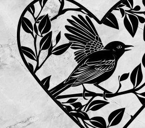 Intra απο ξύλο plywood 3mm-4mm πάχος Bird in Heart Δίασταση 15×15 cm INTRAFABR-101006882